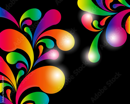 Card background. Abstract bright color drops and clean place.
