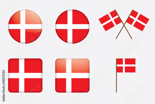 badges with Danish flag vector illustration photo