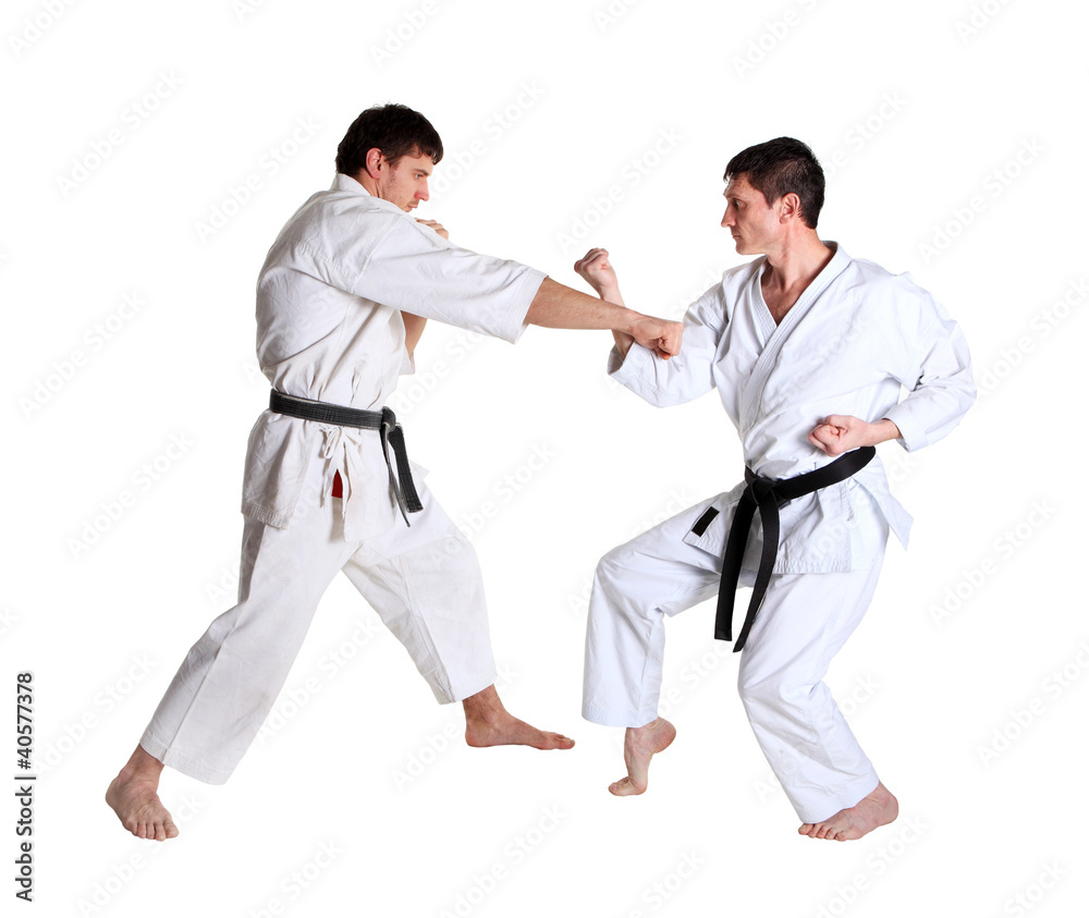 Karate. Men in a kimono. Battle sports capture