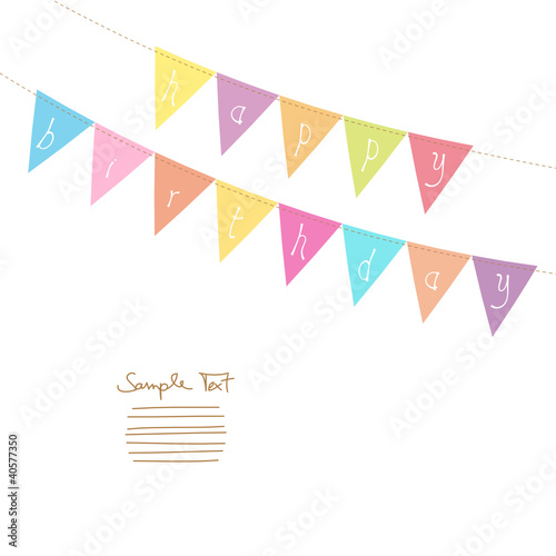 Card Festoons Triangle "Happy Birthday" Pastel