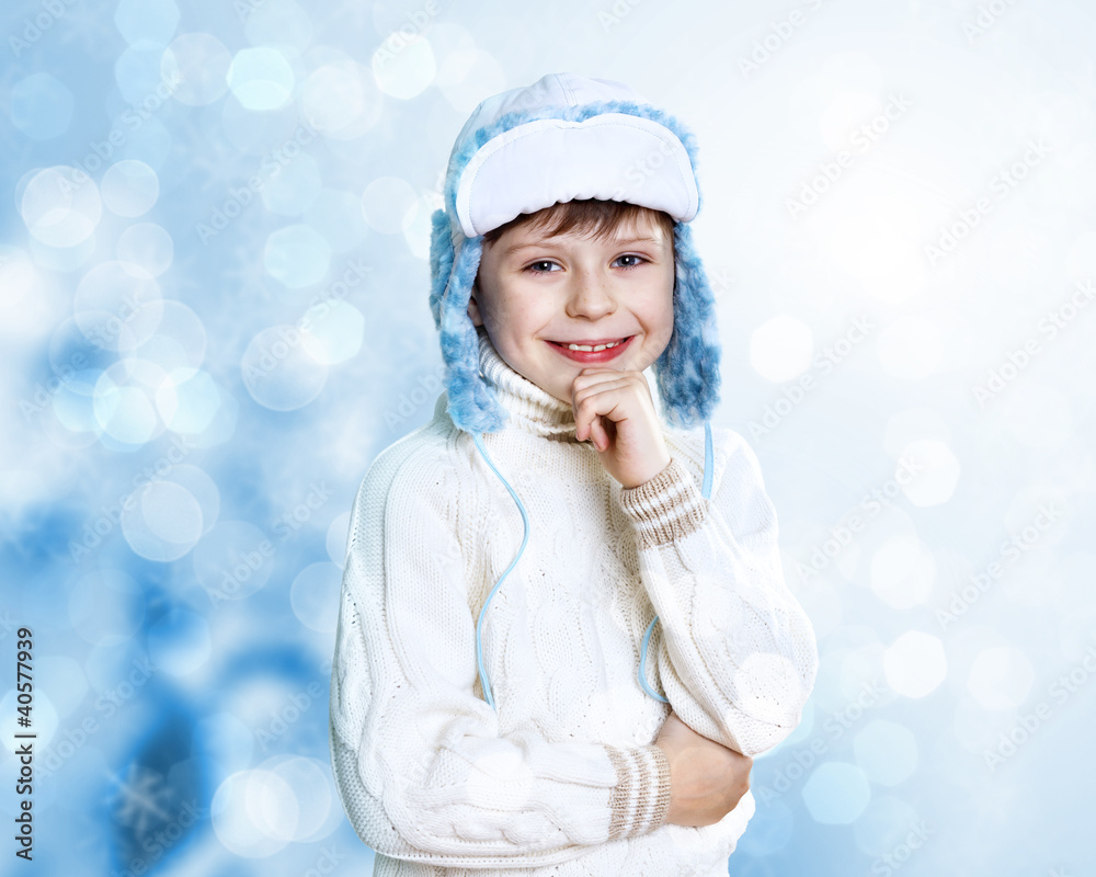 Portrait of little kid in winter wear Portrait of little kid in winter wear