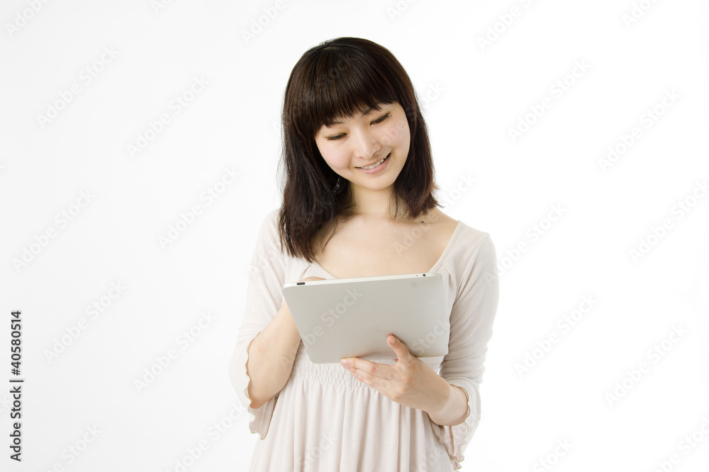 タブレットPCと女性 タブレットPCと女性