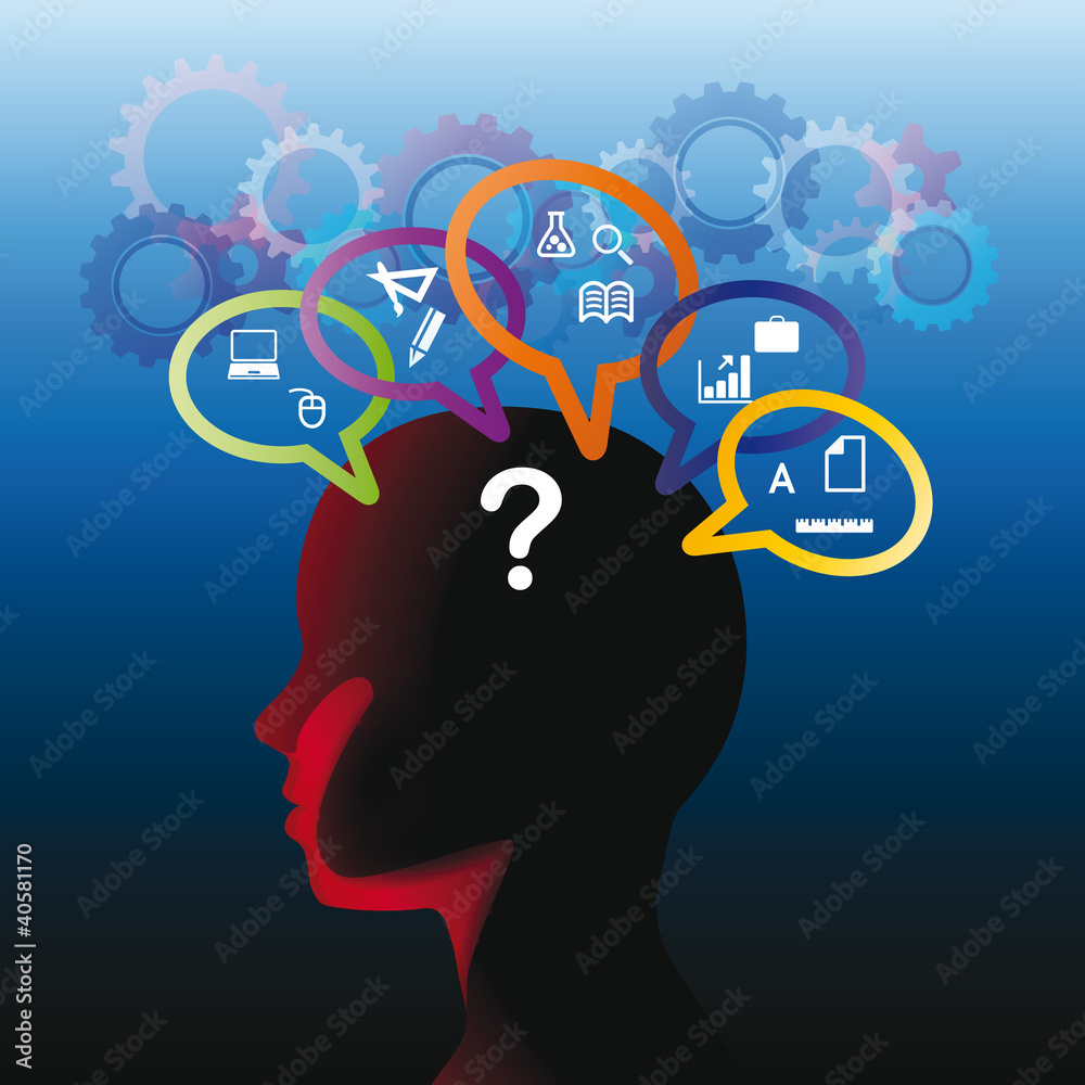 Human head with question Human head with question