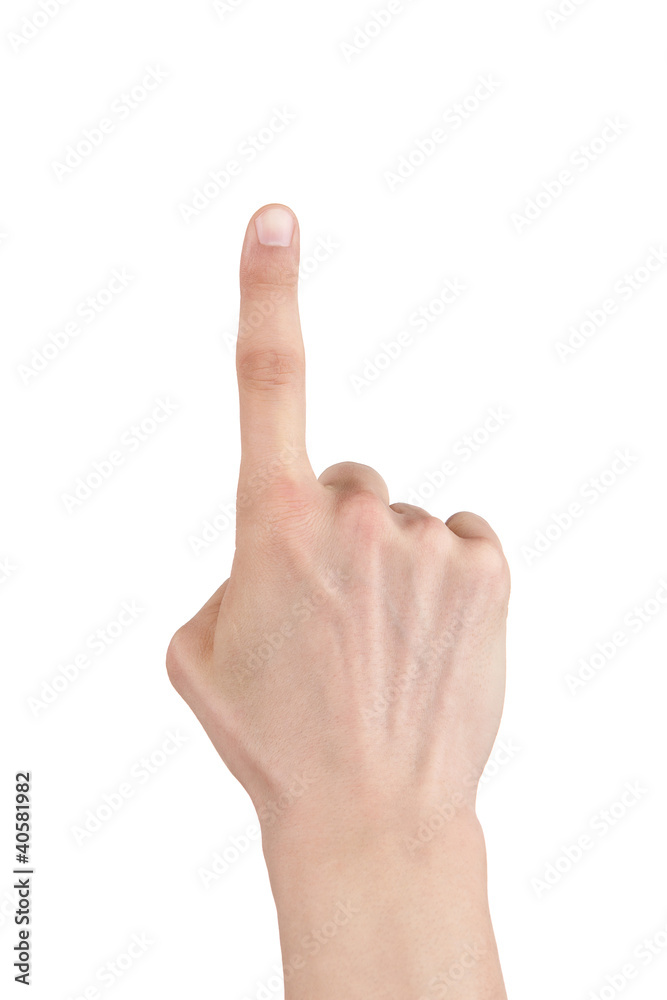 Human hand pointing or touching screen isolated on white Human hand pointing or touching screen isolated on white
