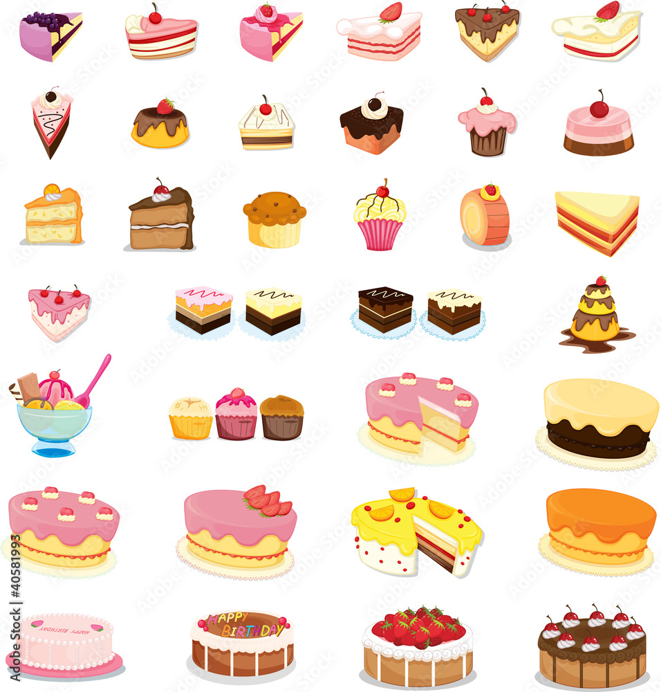 mixed cakes and desserts