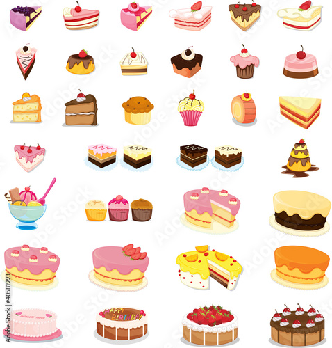 mixed cakes and desserts