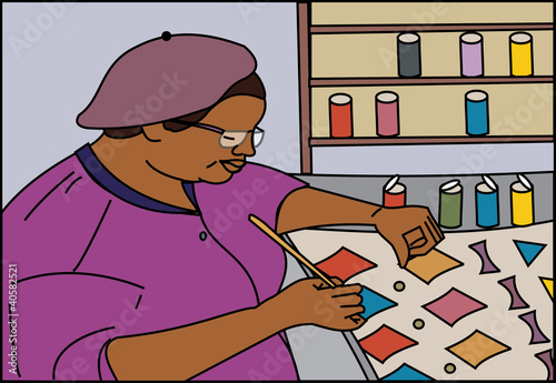 Black woman painter doing craft work
