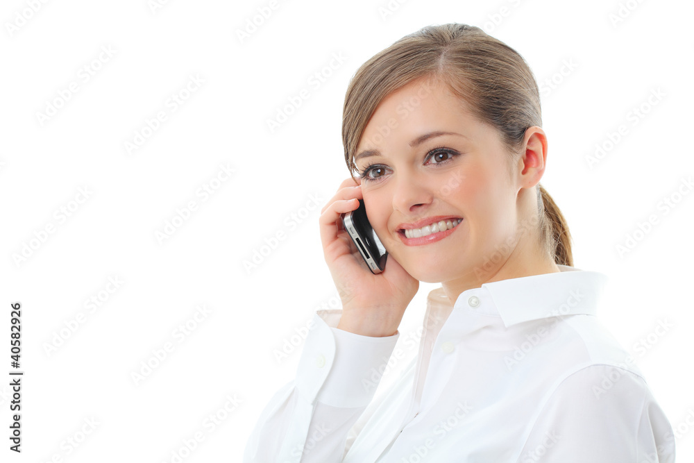 Beautiful smiling business woman talking on the phone Beautiful smiling business woman talking on the phone