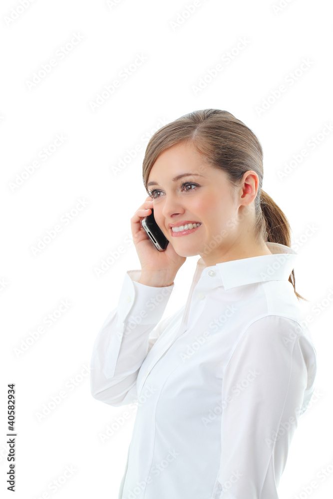 Beautiful smiling business woman talking on the phone Beautiful smiling business woman talking on the phone