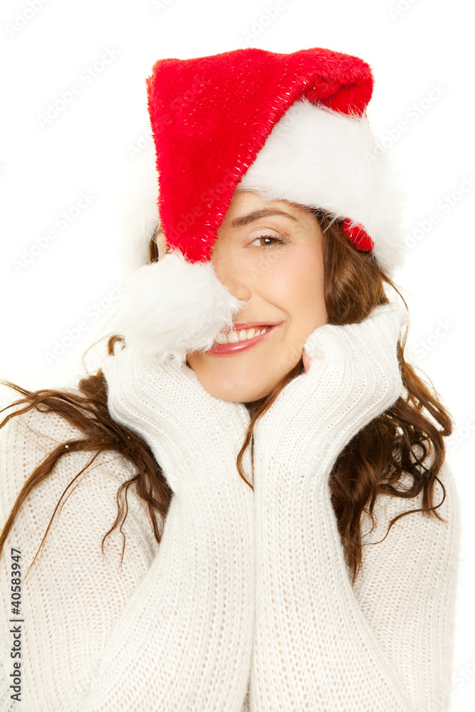 Obraz premium frau mit weihnachtsmütze