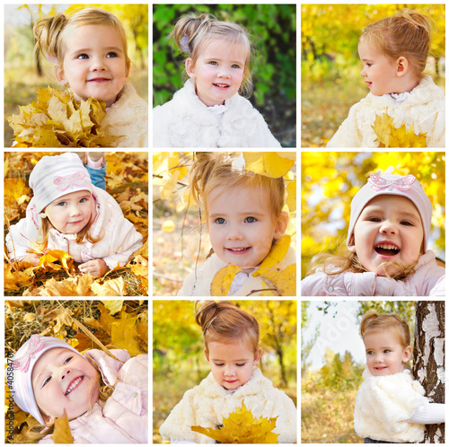 Fotografie Collage of photos of smiling little girl