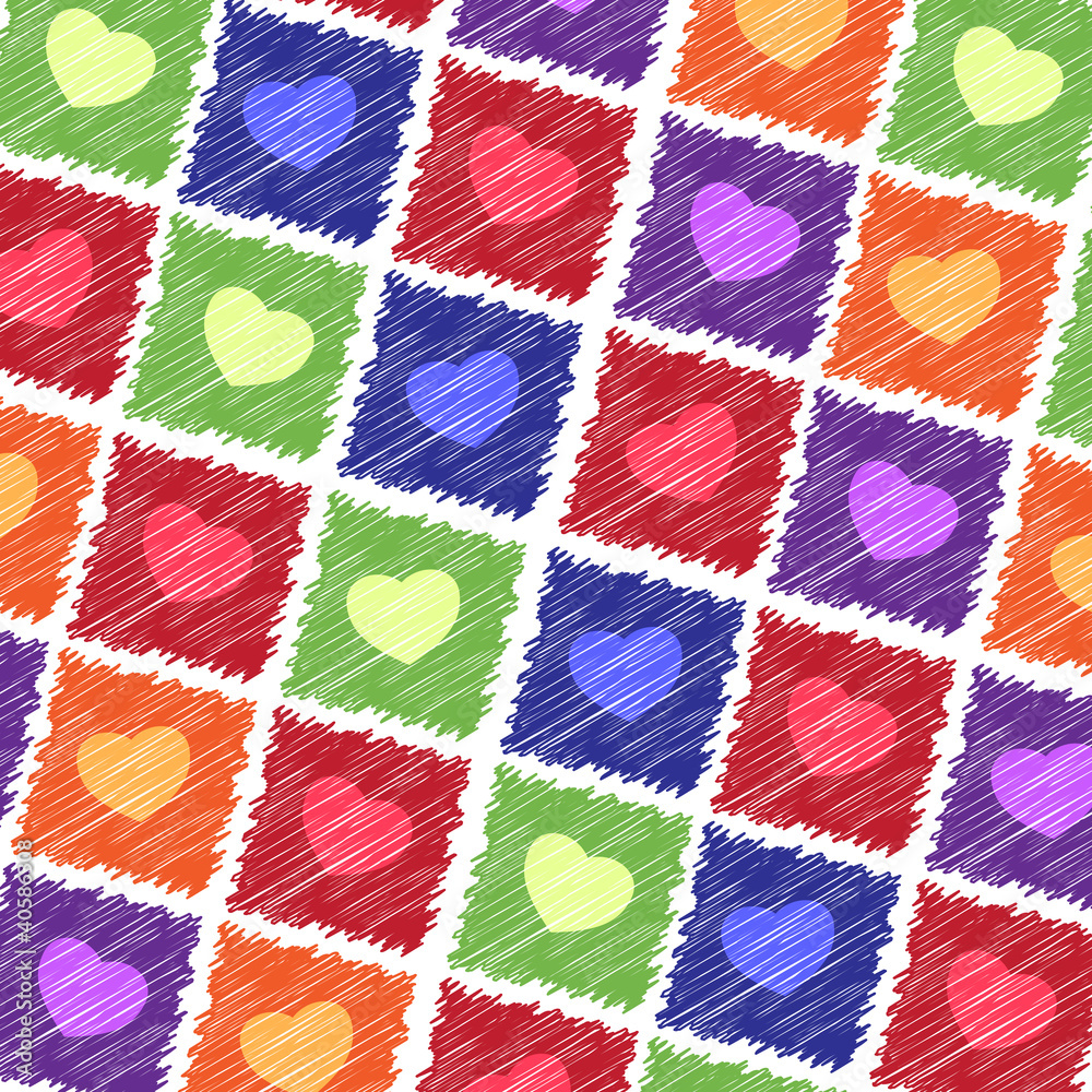 background with multicolored hearts