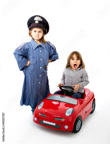 italian carabinieri stop a car for speedgun
