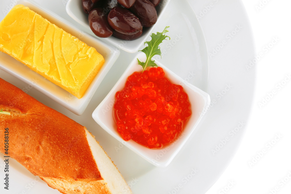 served baguette and caviar served baguette and caviar