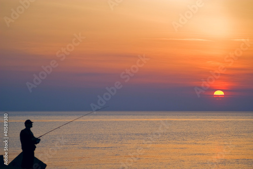 sunset fishing silhouette