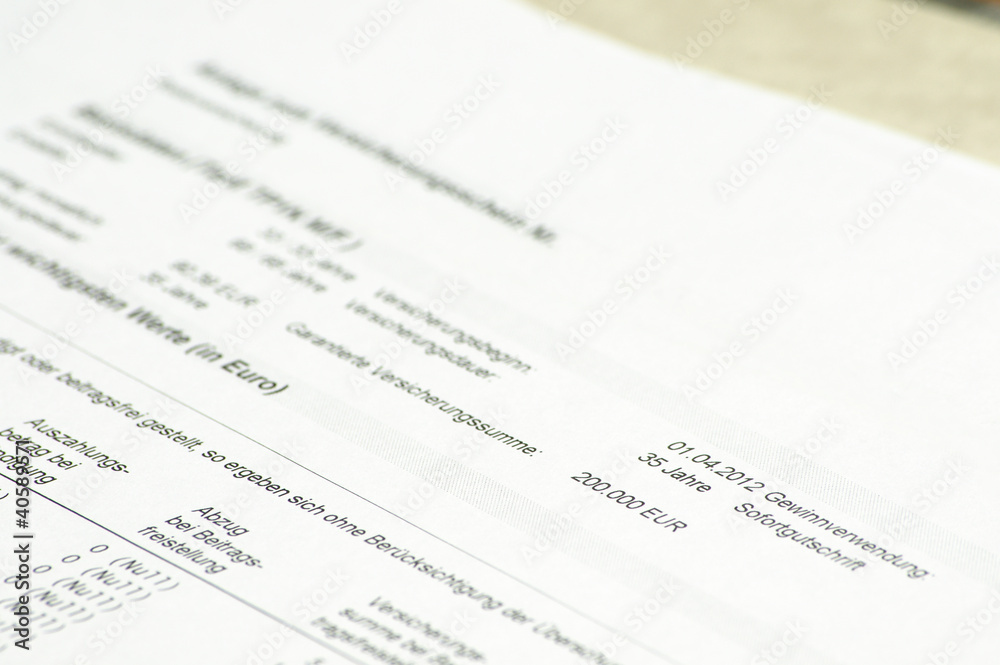 Vertrag - Vertragsunterlagen für eine Risikolebensversicherung Vertrag - Vertragsunterlagen für eine Risikolebensversicherung