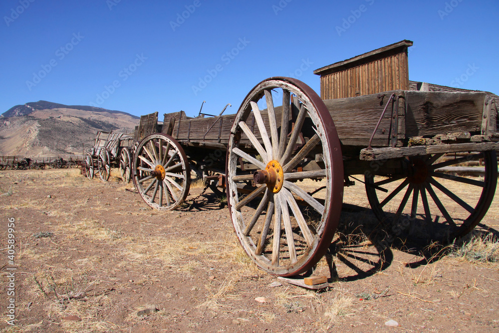 Old carts near Cody Wyoming in a Ghost town