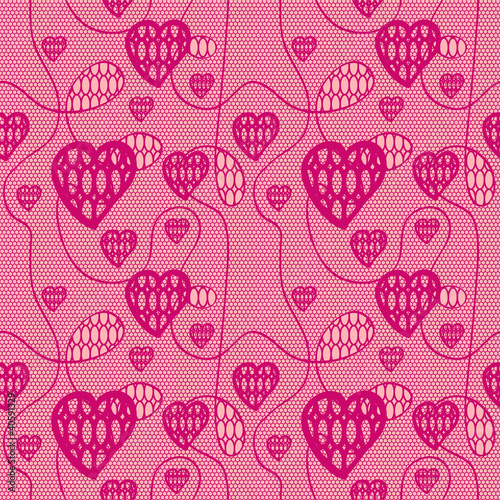 Lace seamless pattern with hearts