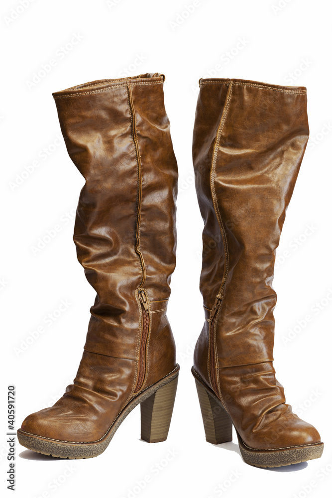 Brown  leather boots