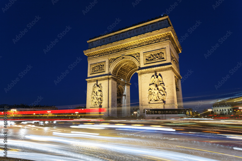 Arc de Triomphe and car lights Arc de Triomphe and car lights