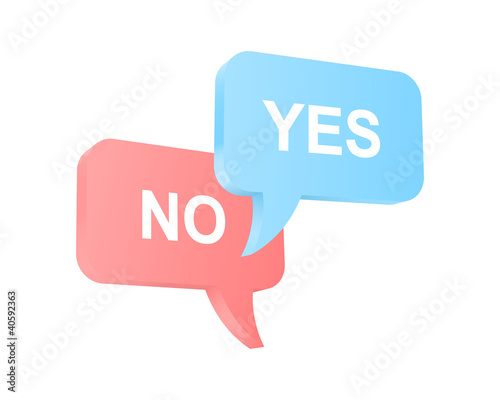 Speech balloons with two opposite opinions