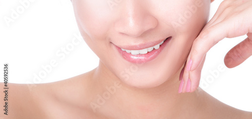 beautiful woman mouth and lips with charming smile