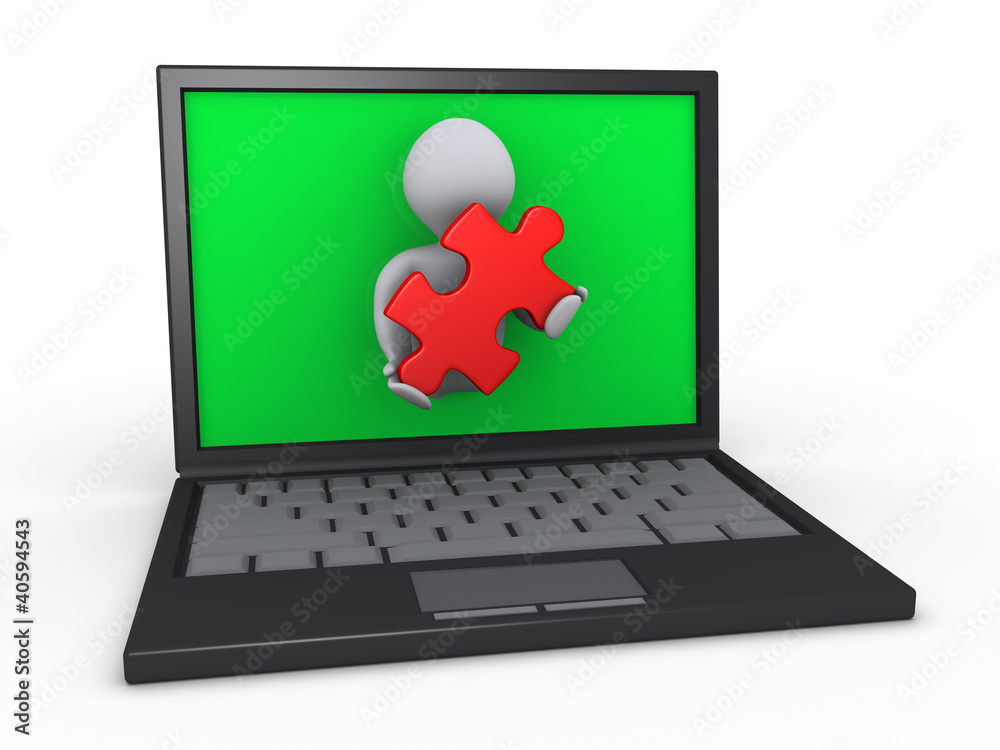 Person through laptop holding puzzle piece