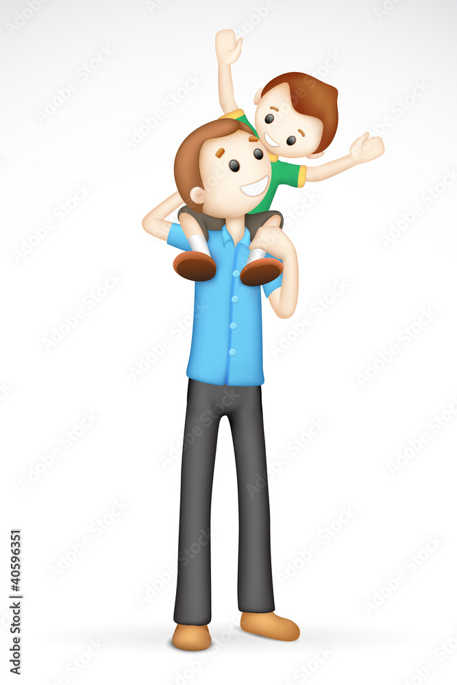 3d Father and Son in Vector