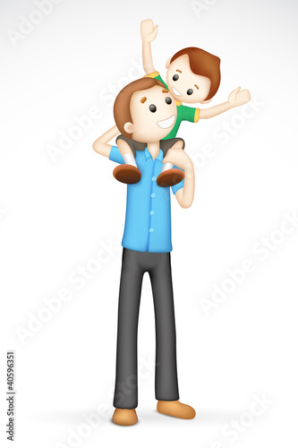 3d Father and Son in Vector