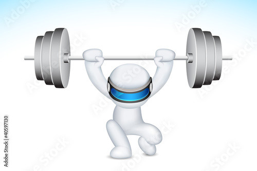 3d Man lifting Weights in vector