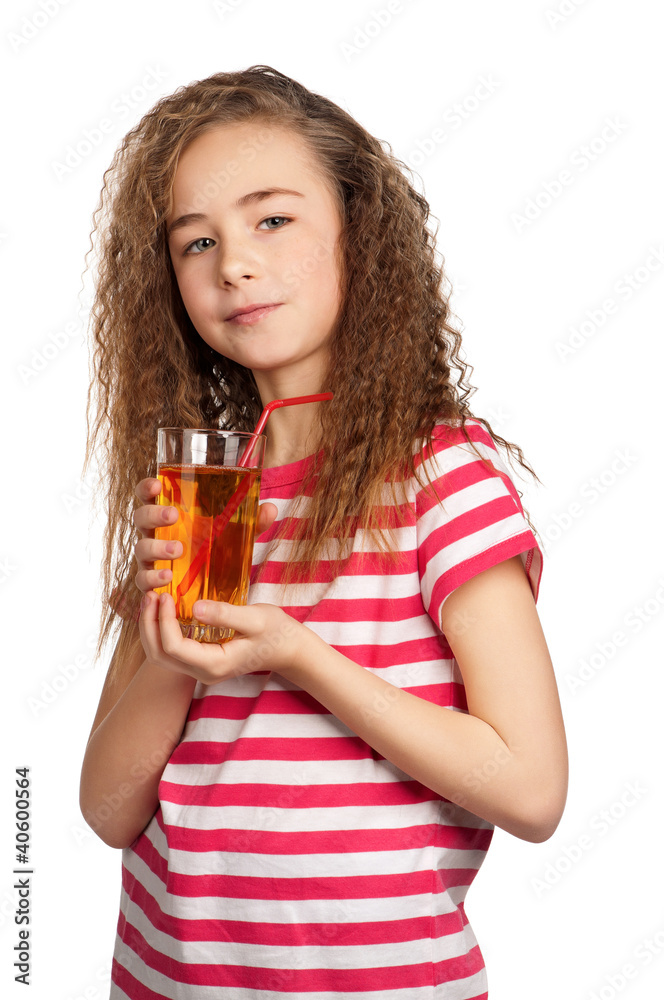 Girl with apple juice