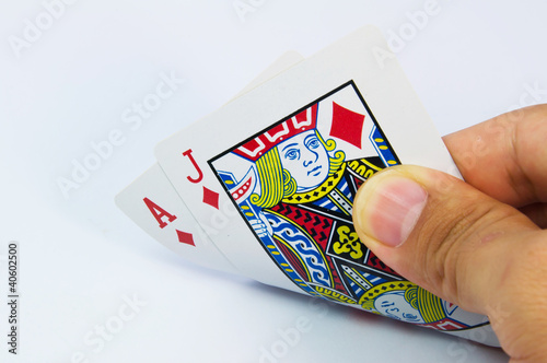 Pocker hand showing a pair of aces