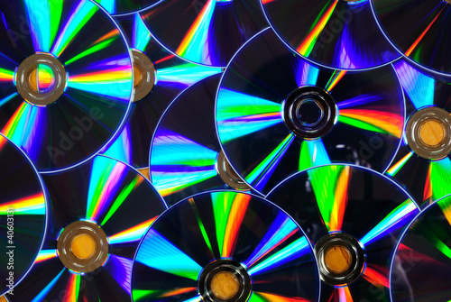 disks on wooden table
