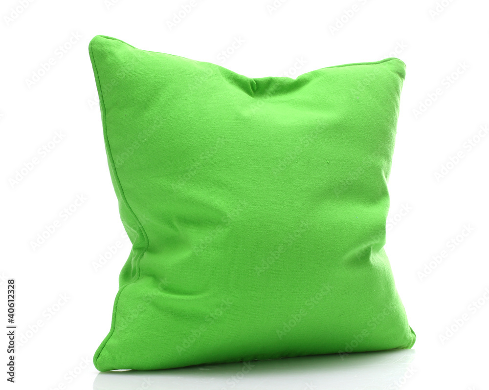 bright green pillow isolated on white