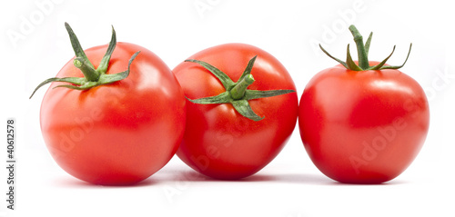 Collection of tomatoes, isolated on white, with clipping paths
