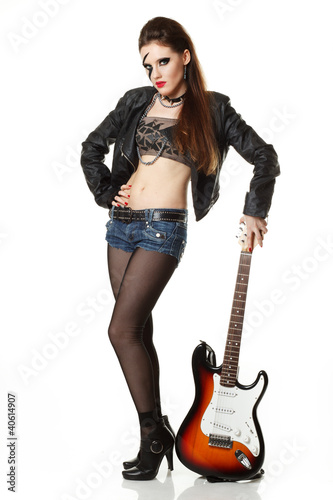 Young Woman styled like rock star