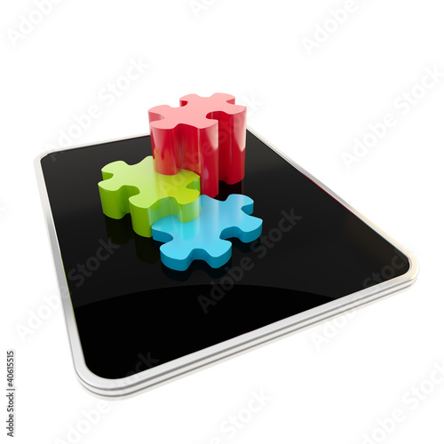 Puzzle pieces on mobile pad...