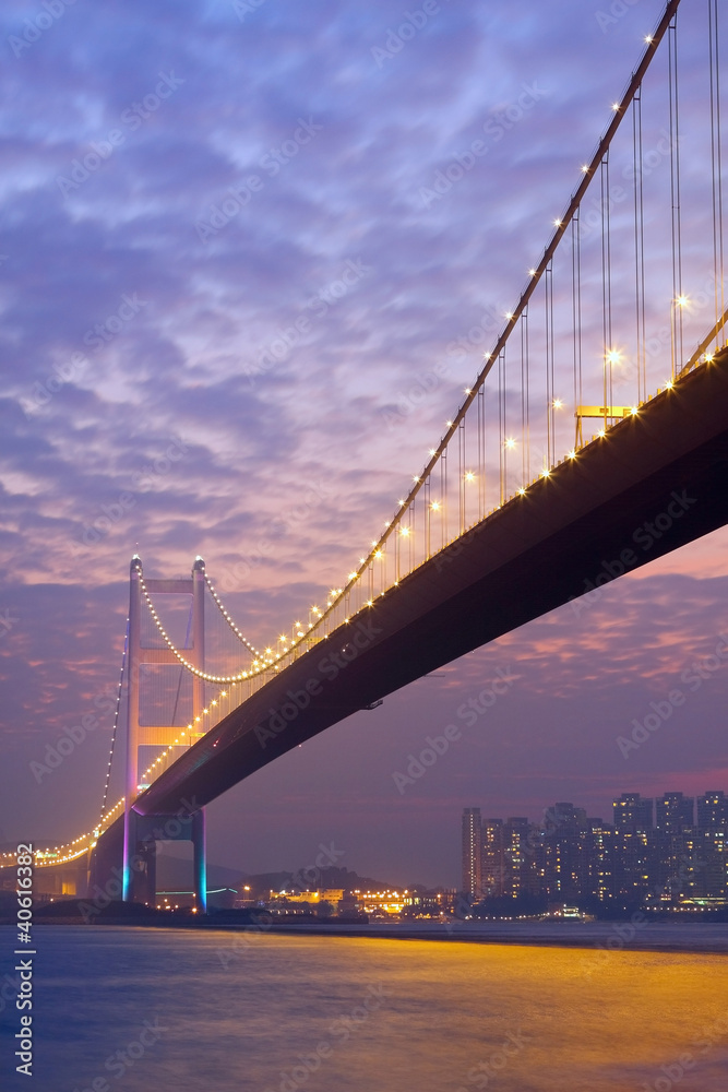 Fototapeta premium bridge at sunset moment, Tsing ma bridge
