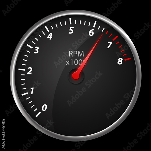 Modern auto speed meter on black,included clipping path