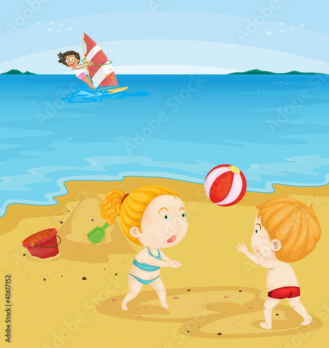 Kids playing at beach