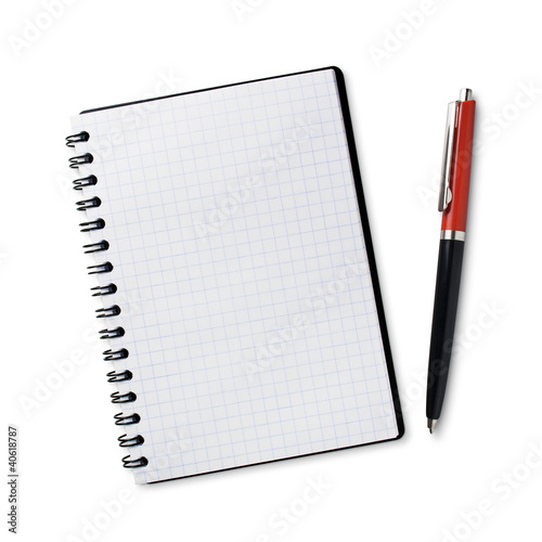 notebook and pen on a white background