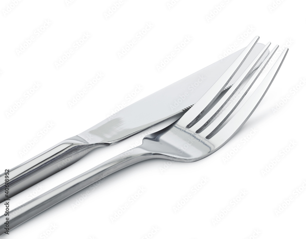 Knife and fork isolated on white background Knife and fork isolated on white background
