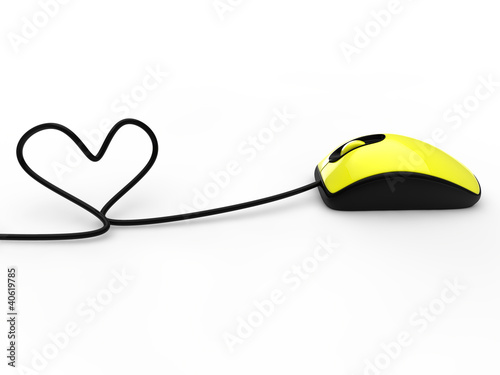 mouse con cavo a forma di cuore photo
