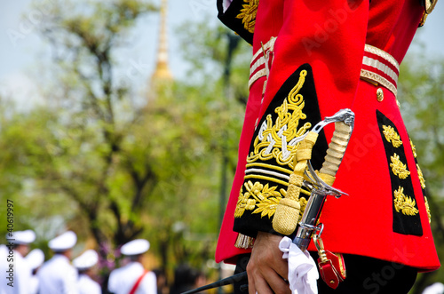 Thai king s royal bodyguard  The Royal Yeoman standing security