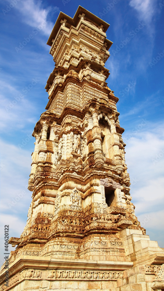 On the photo: Victory tower.Cittorgarh Fort, India