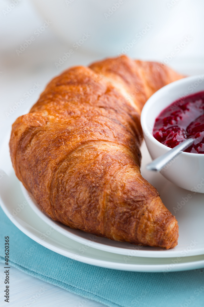 Croissant and Raspberry Jam