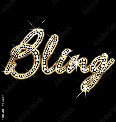 Bling bling shiny word vector photo