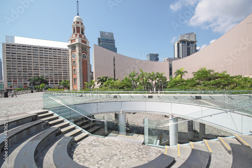 Photography Architecture structure of Hong Kong Cultural Centre over blue sk