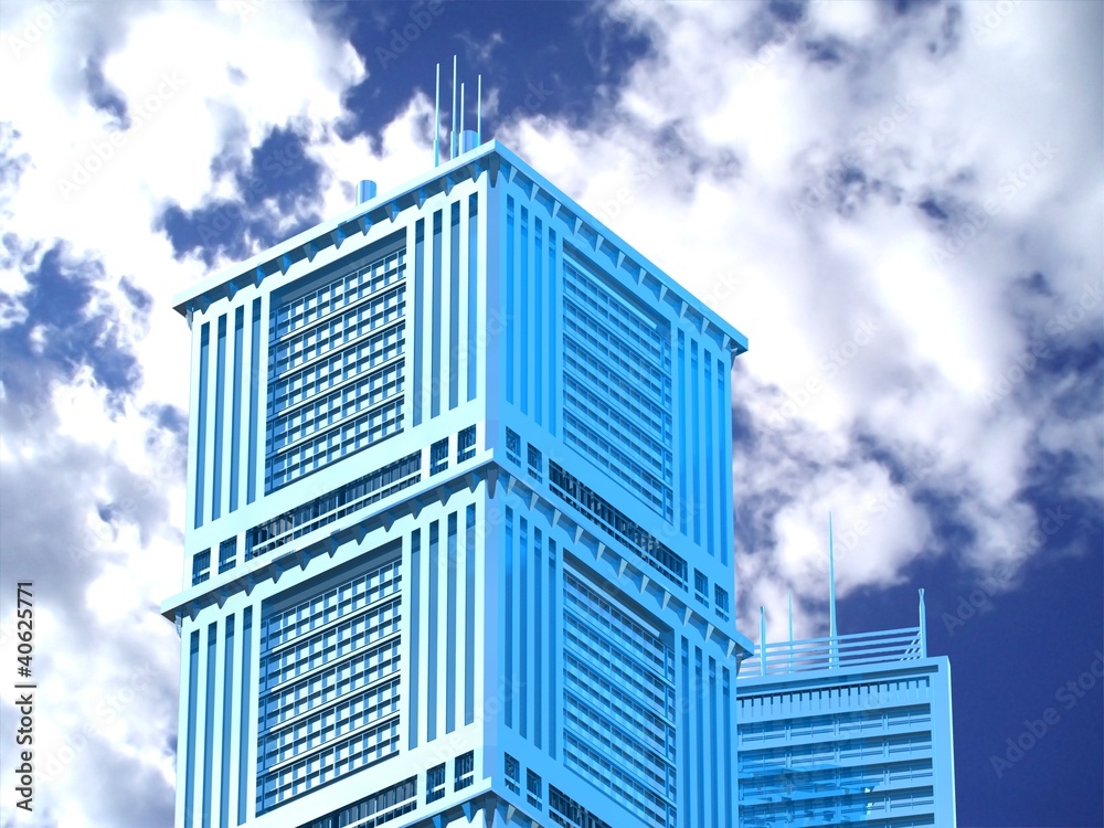 Fototapeta premium Skyscraper architecture background. 3D render.
