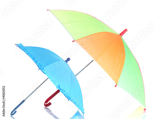 two colorful umbrellas isolated on white